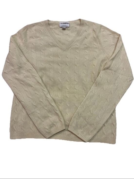 Charter Club Sweaters - Charter Club Cashmere Sweater V-Neck Cable Knit Beige Long Sleeve Petite Small